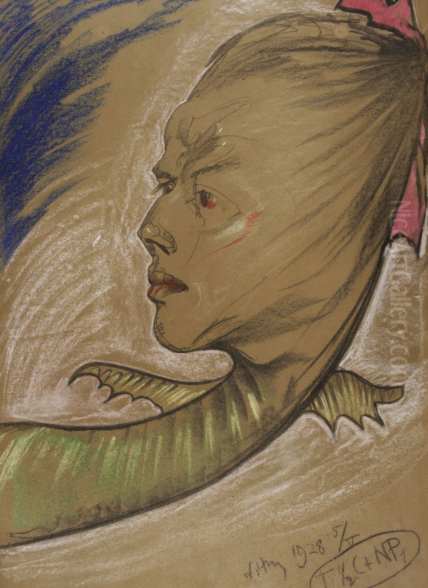 Michal Choromanski on a long neck Oil Painting by Stanislaw Ignacy Witkiewicz (Witkacy)