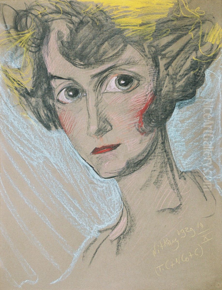 Portrait of Modesta Zwolinska Oil Painting by Stanislaw Ignacy Witkiewicz (Witkacy)