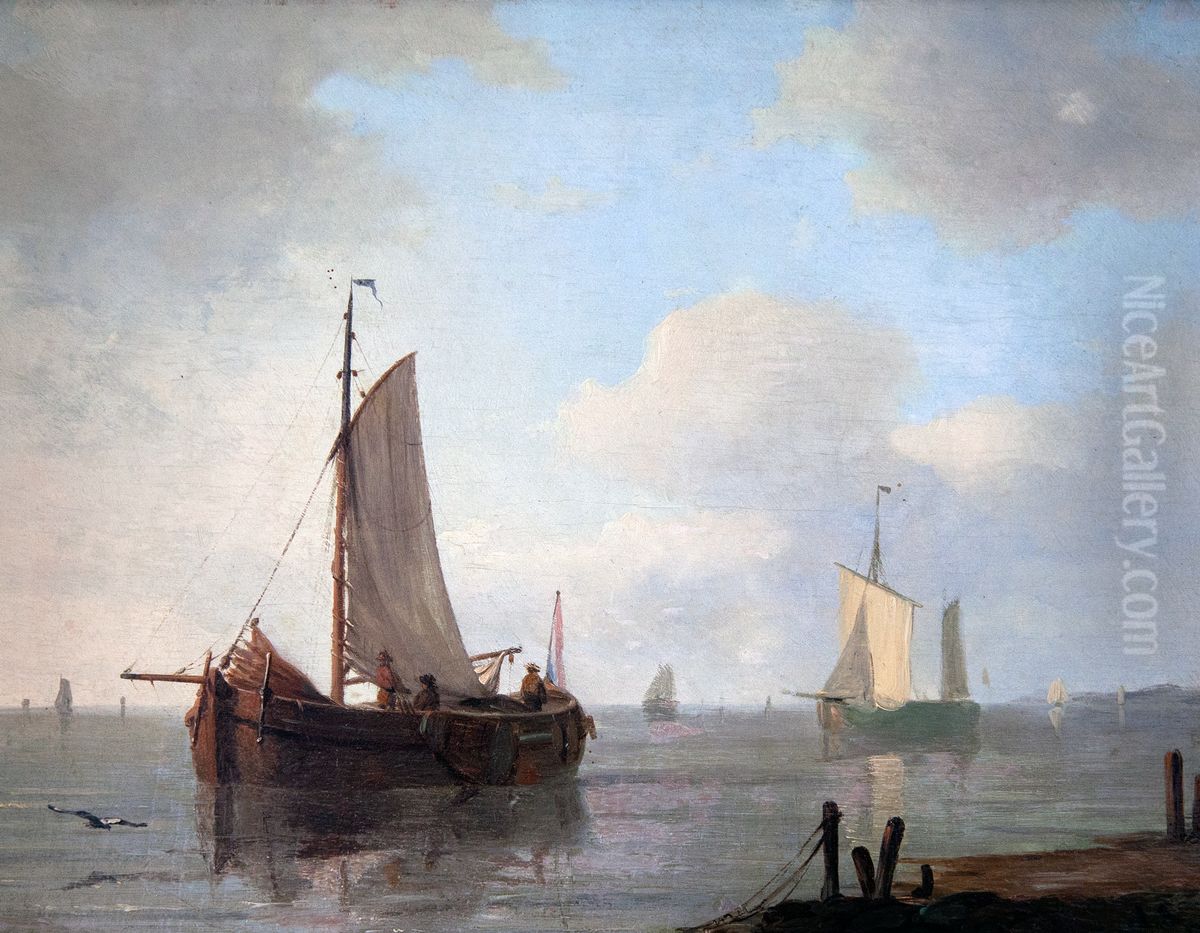 Dutch barges Oil Painting by Adam Silo