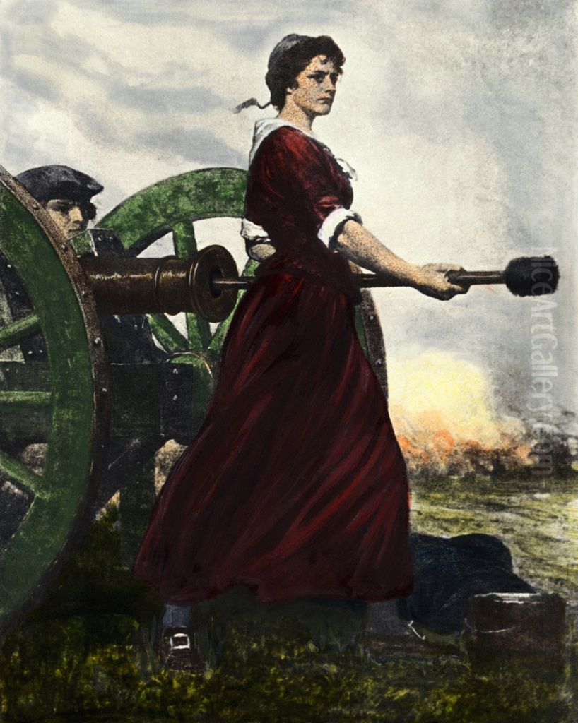 Molly Pitcher at the Battle of Monmouth Oil Painting by Charles Yardley Turner