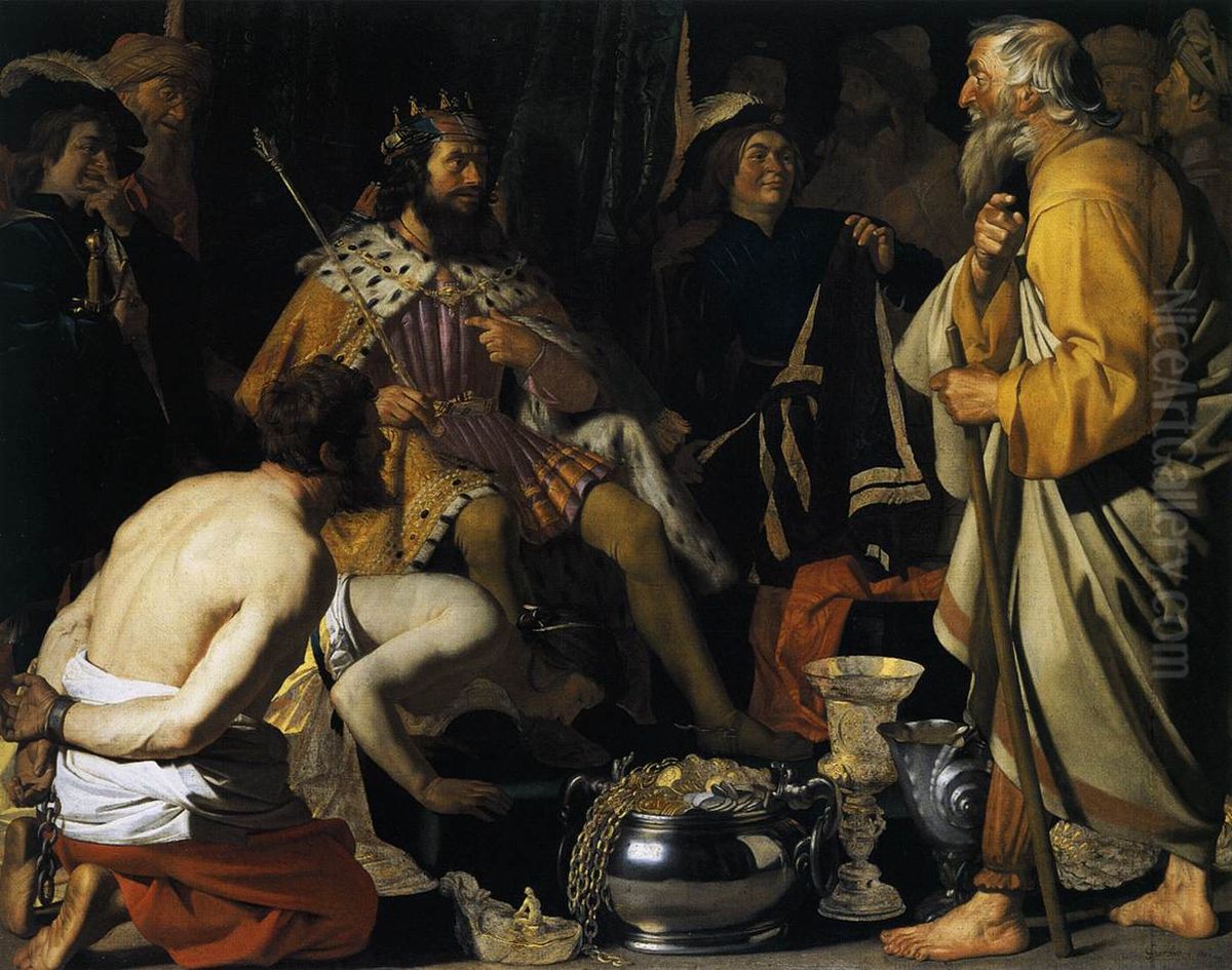 Solon and Croesus Oil Painting by Gerard van Honthorst
