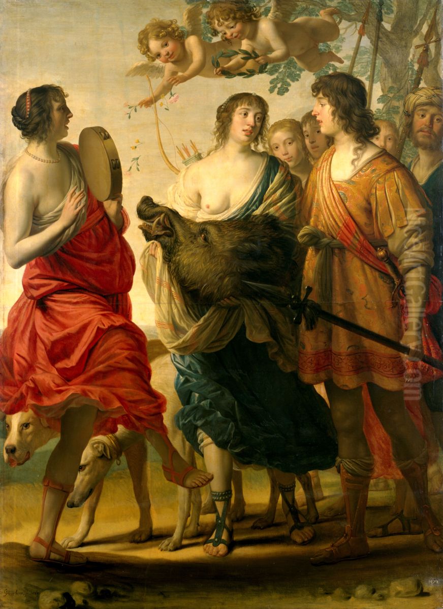 Meleager and Atalanta Oil Painting by Gerard van Honthorst