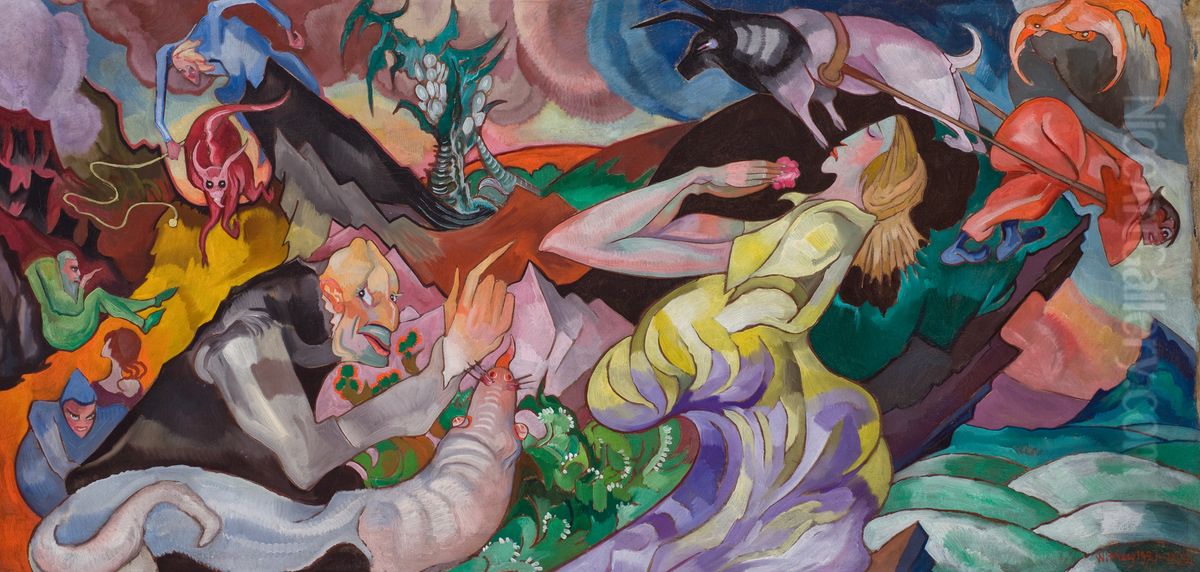 Kuszenie swietego Antoniego II Oil Painting by Stanislaw Ignacy Witkiewicz (Witkacy)