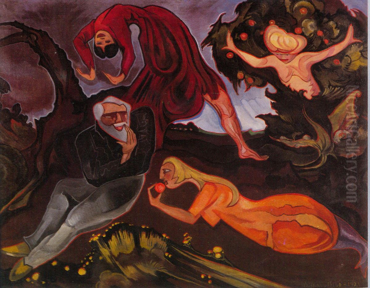 Kuszenie swietego Antoniego I. Oil Painting by Stanislaw Ignacy Witkiewicz (Witkacy)