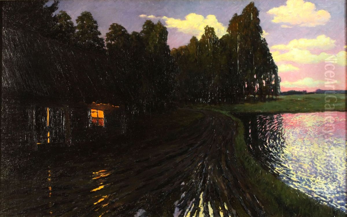 Landscape by night Oil Painting by Stanislaw Ignacy Witkiewicz (Witkacy)