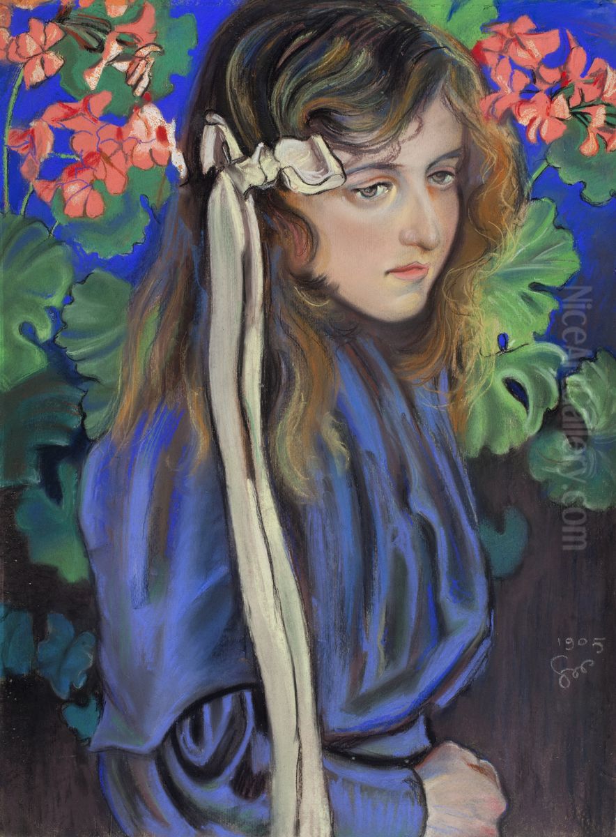 Portrait of Eliza Parenska Oil Painting by Stanislaw Wyspianski