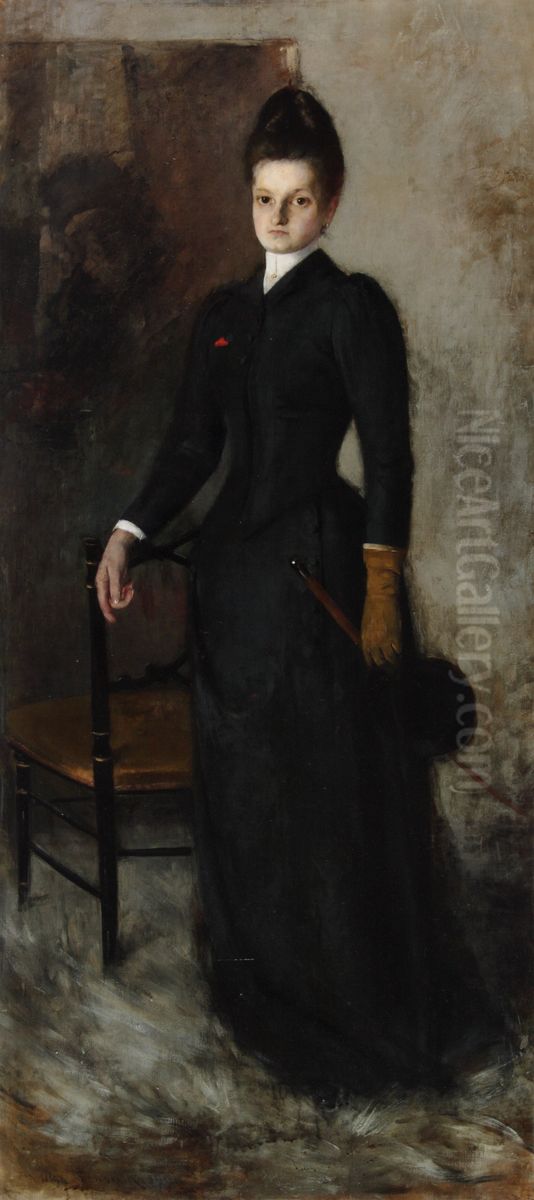 Amazon woman - portrait of a sister. Oil Painting by Olga Boznanska