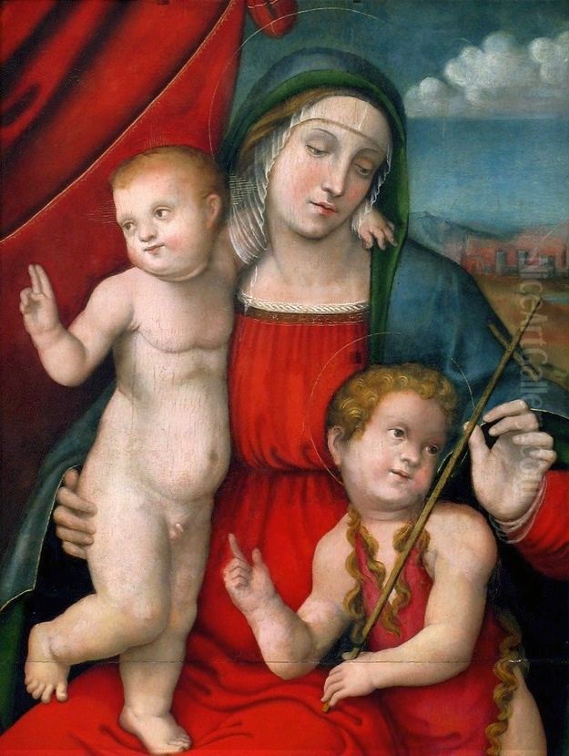 Virgin and Child with Saint John the Baptist. Oil Painting by Francesco Francia