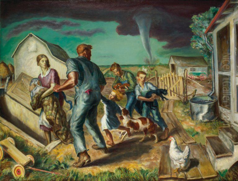 Tornado Over Kansas Oil Painting by John Steuart Curry