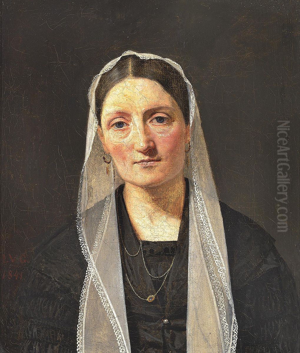 Henriette Conradine Drejer, nee Loffler. Oil Painting by Johan Vilhelm Gertner