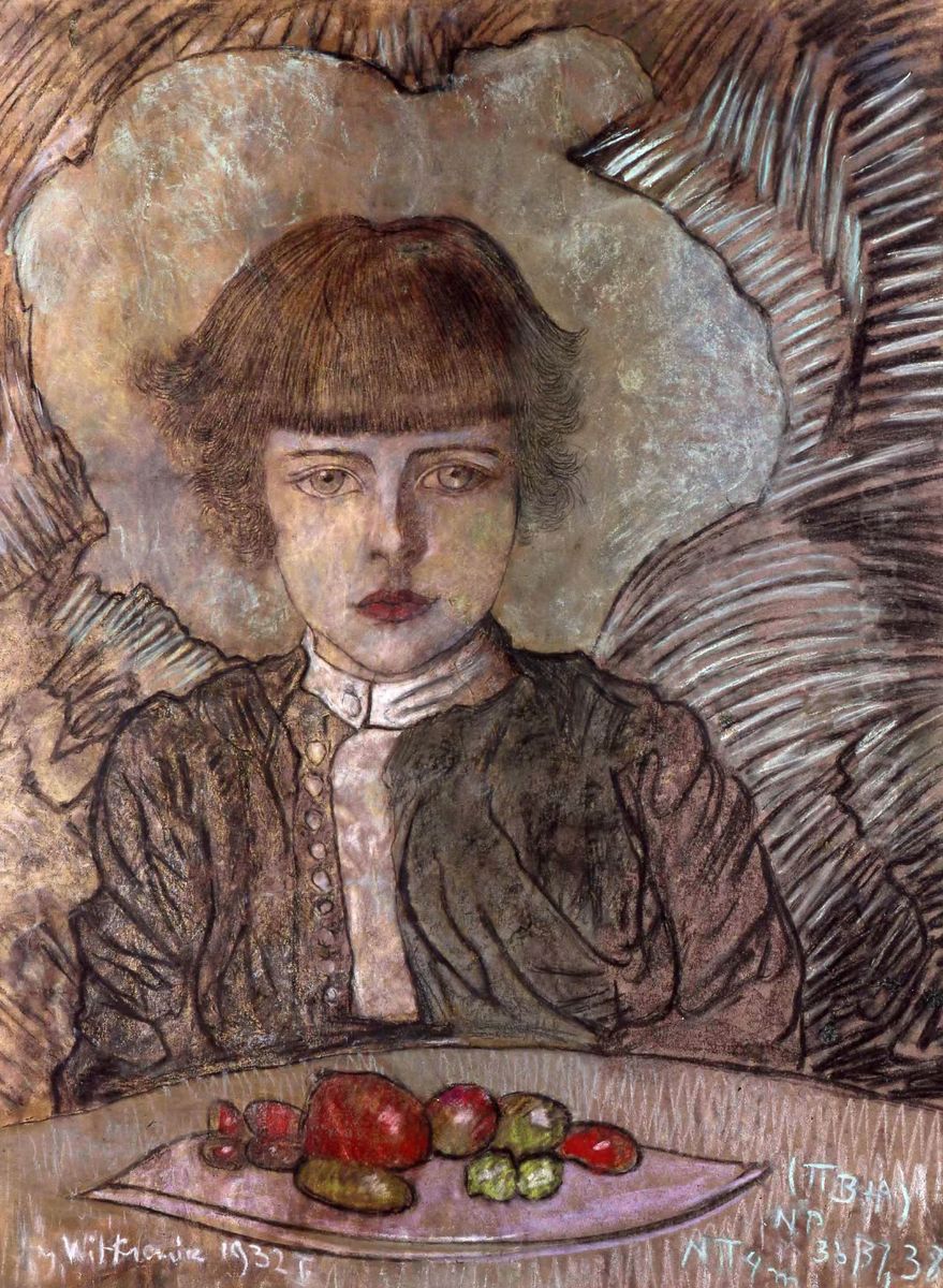 Portrait of Leszek Komorowski at the age of 7 Oil Painting by Stanislaw Ignacy Witkiewicz (Witkacy)