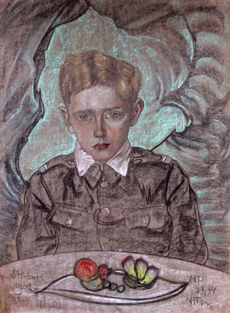 Portrait of Jerzy Komorowski at the age of 11 Oil Painting by Stanislaw Ignacy Witkiewicz (Witkacy)