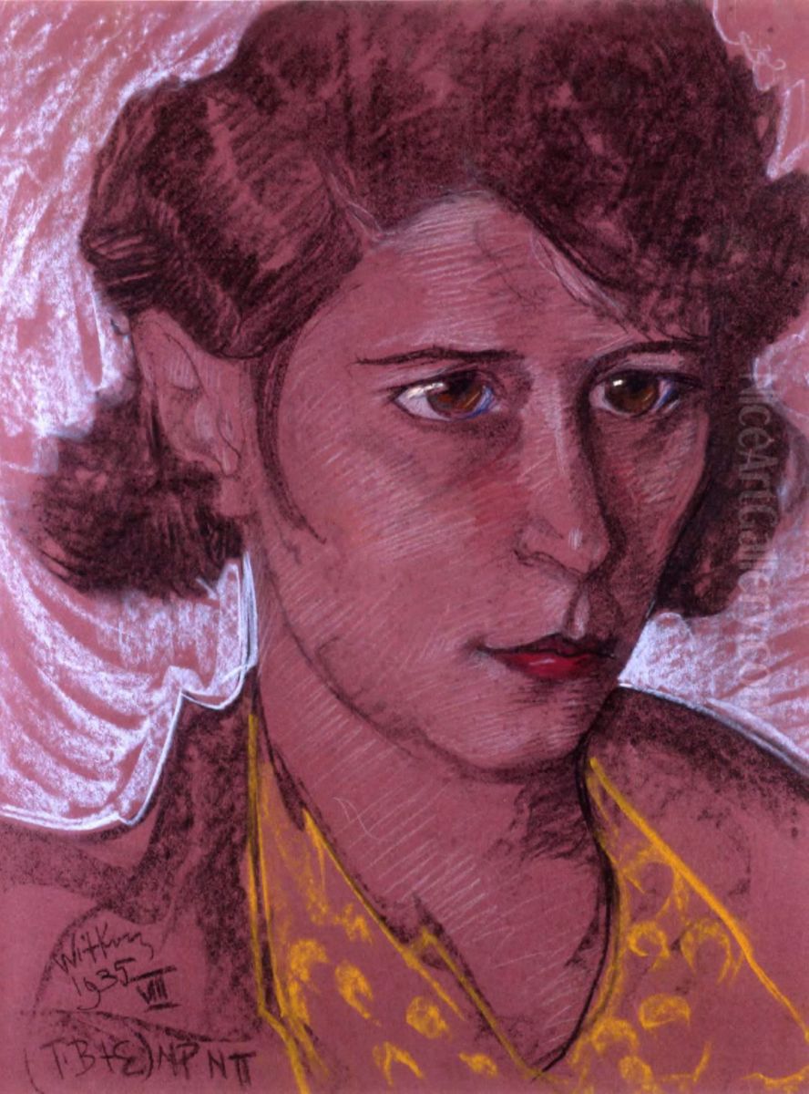 Portrait of Jozefina Koninska Oil Painting by Stanislaw Ignacy Witkiewicz (Witkacy)