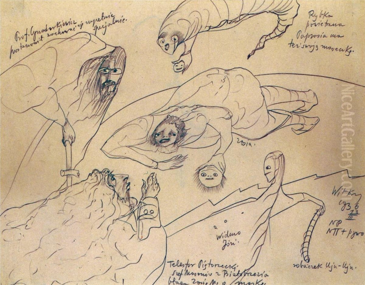 Prof. Cynaderkiewicz ... Oil Painting by Stanislaw Ignacy Witkiewicz (Witkacy)