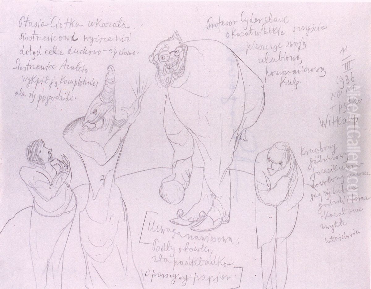 Avian Aunte ... Oil Painting by Stanislaw Ignacy Witkiewicz (Witkacy)