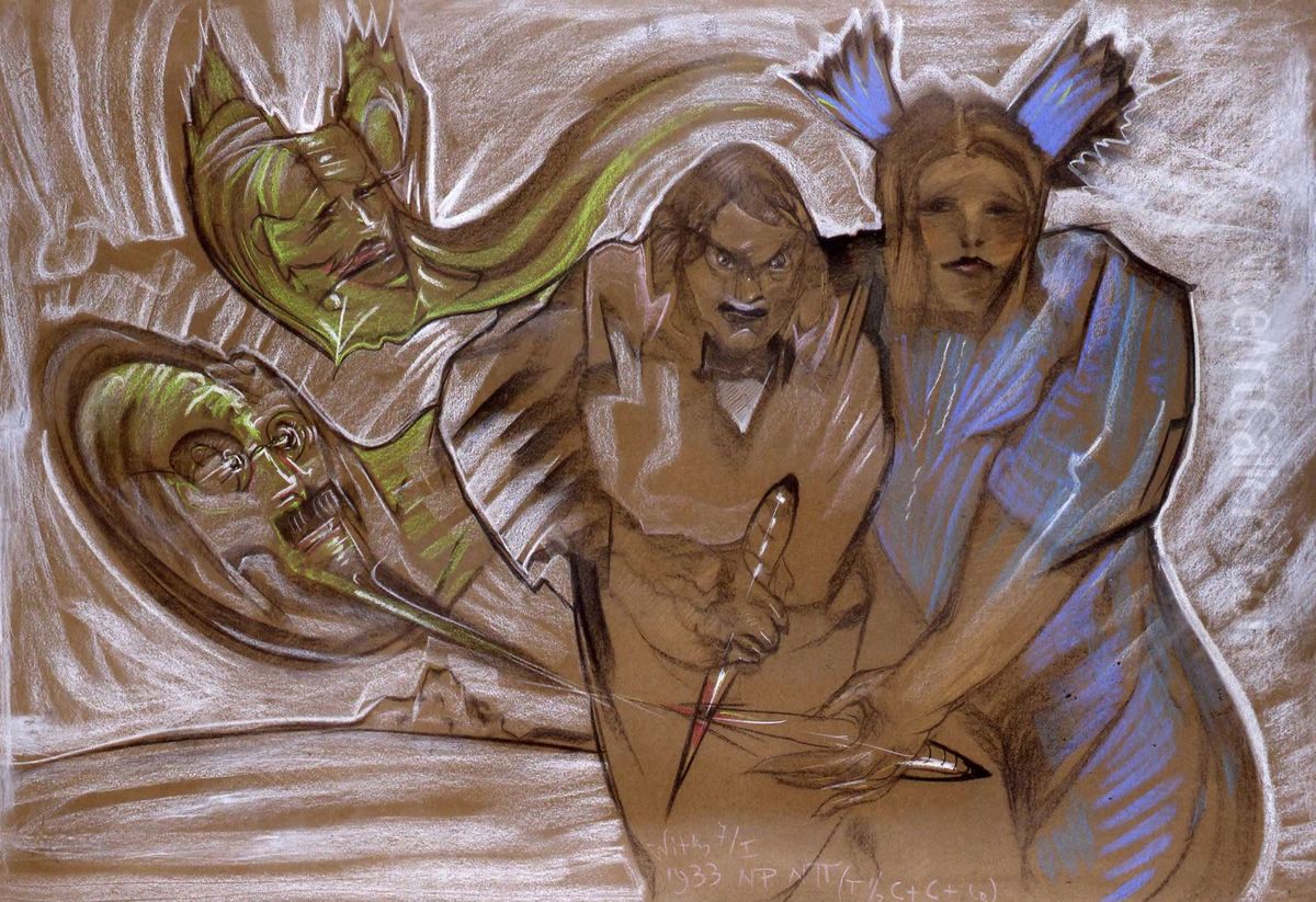 Composition - Lady Macbeth Oil Painting by Stanislaw Ignacy Witkiewicz (Witkacy)