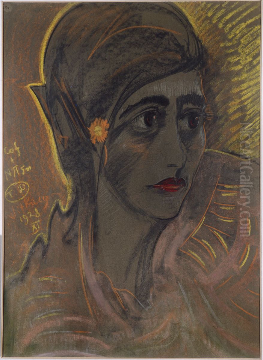 Portrait of Irena Krzywicka Oil Painting by Stanislaw Ignacy Witkiewicz (Witkacy)