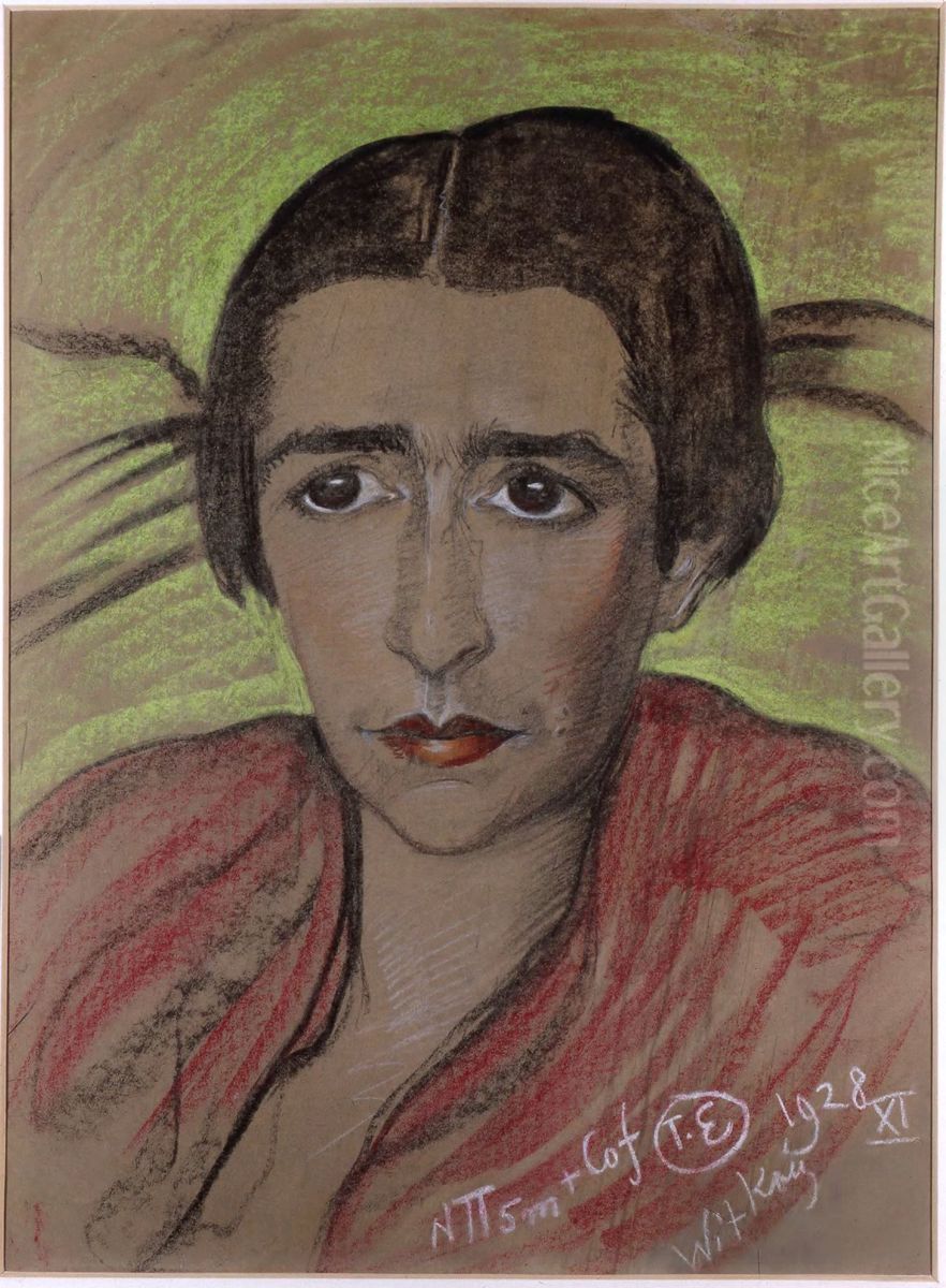 Portrait of Irena Krzywicka Oil Painting by Stanislaw Ignacy Witkiewicz (Witkacy)