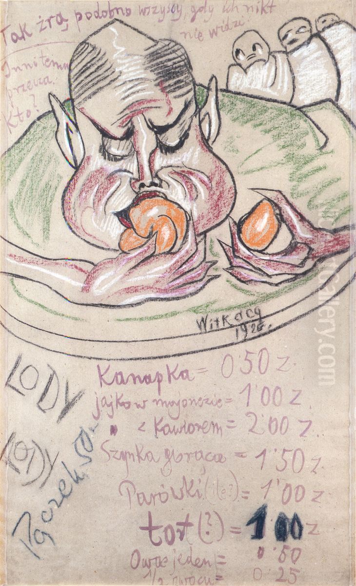 Tak zra podobno wszyscy, gdy ich nikt nie widzi Oil Painting by Stanislaw Ignacy Witkiewicz (Witkacy)