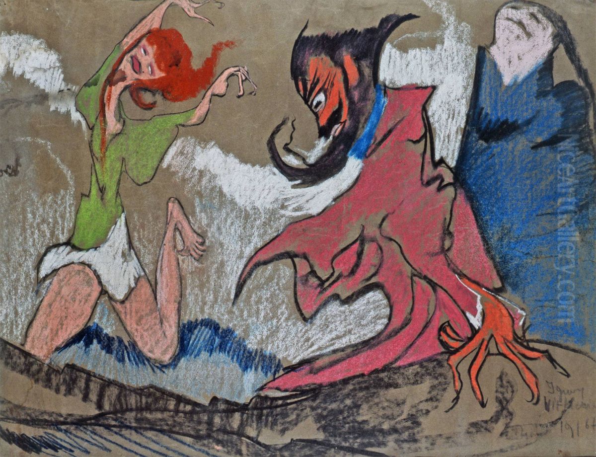 Kompozycja z tancerka Oil Painting by Stanislaw Ignacy Witkiewicz (Witkacy)