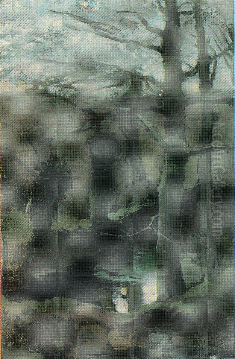 At the Pond Oil Painting by Helene Schjerfbeck