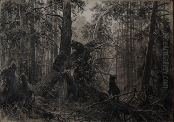 Morning in a pine forest Oil Painting by Ivan Shishkin