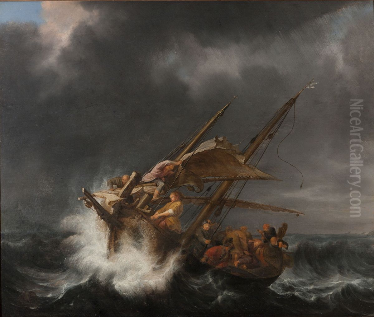 23-27; Mark 4:35-41; Luke 8:22-25) Oil Painting by Simon De Vlieger