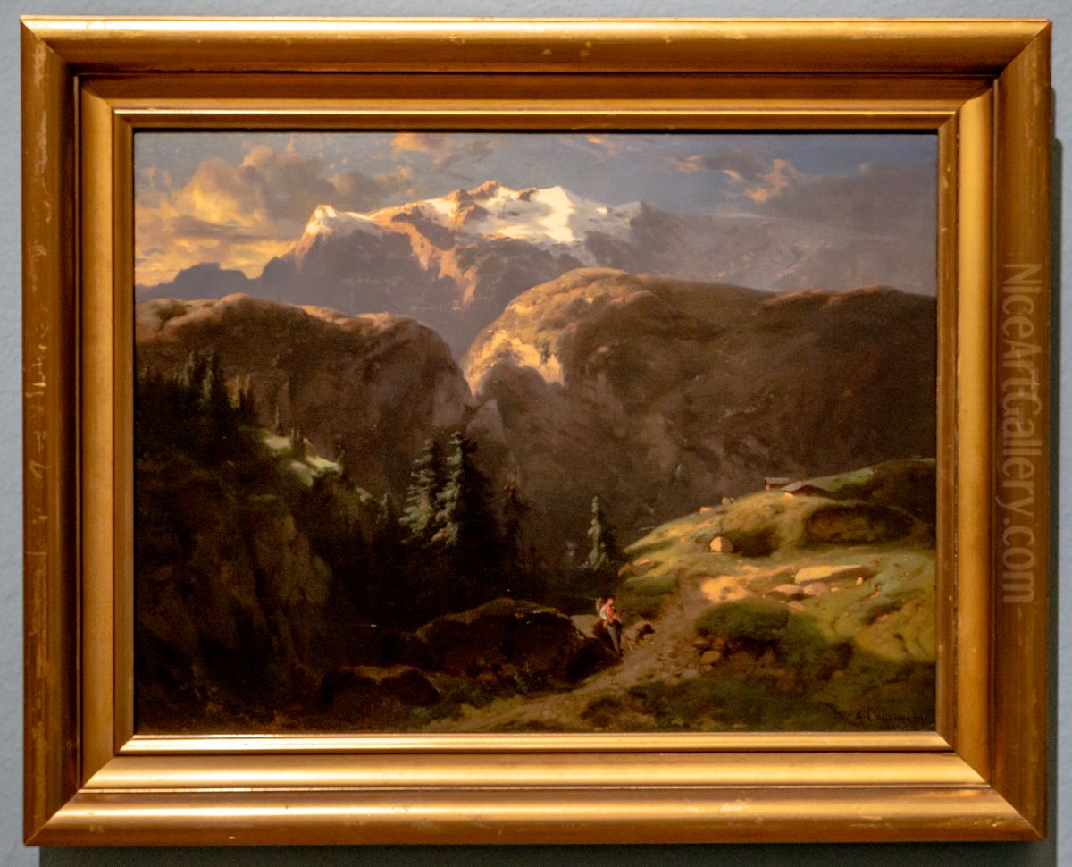 The Wetterhorn Oil Painting by Alexandre Calame