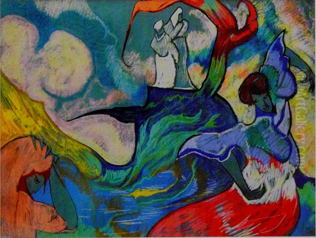 Composition with white figures under the tree Oil Painting by Stanislaw Ignacy Witkiewicz (Witkacy)