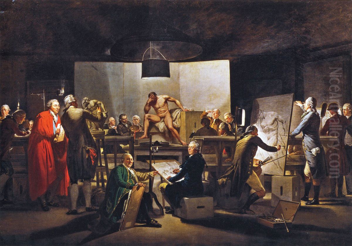 Der Aktsaal der Wiener Akademie im St. Annagebaude Oil Painting by Martin Ferdinand Quadal