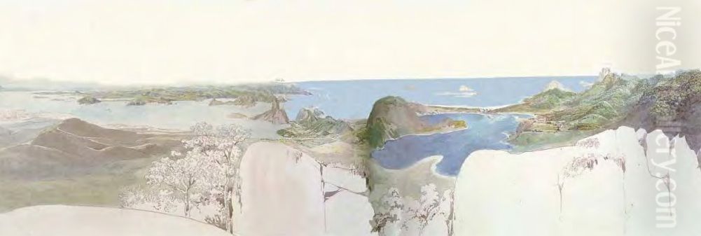 View of the summit of Corcovado, at 1,500 feet, over the ocean Oil Painting by Thomas Ender