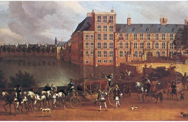 View of the Hofvijver, seen from the Buitenhof Oil Painting by Jan van Kessel