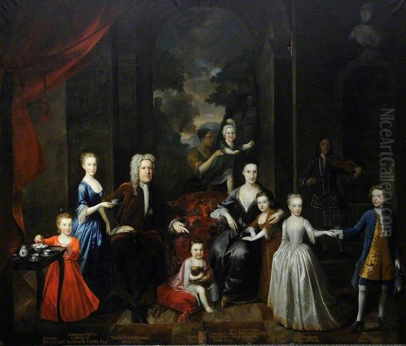 Walter Aston, 4th Lord Aston, His Wife Mary and Their Seven Children. Oil Painting by Richard van Bleeck