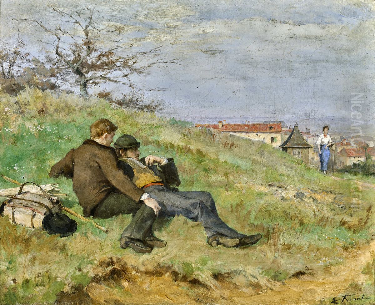 Les artistes Mathias Schiff et Camille Martin Oil Painting by Friant Emile