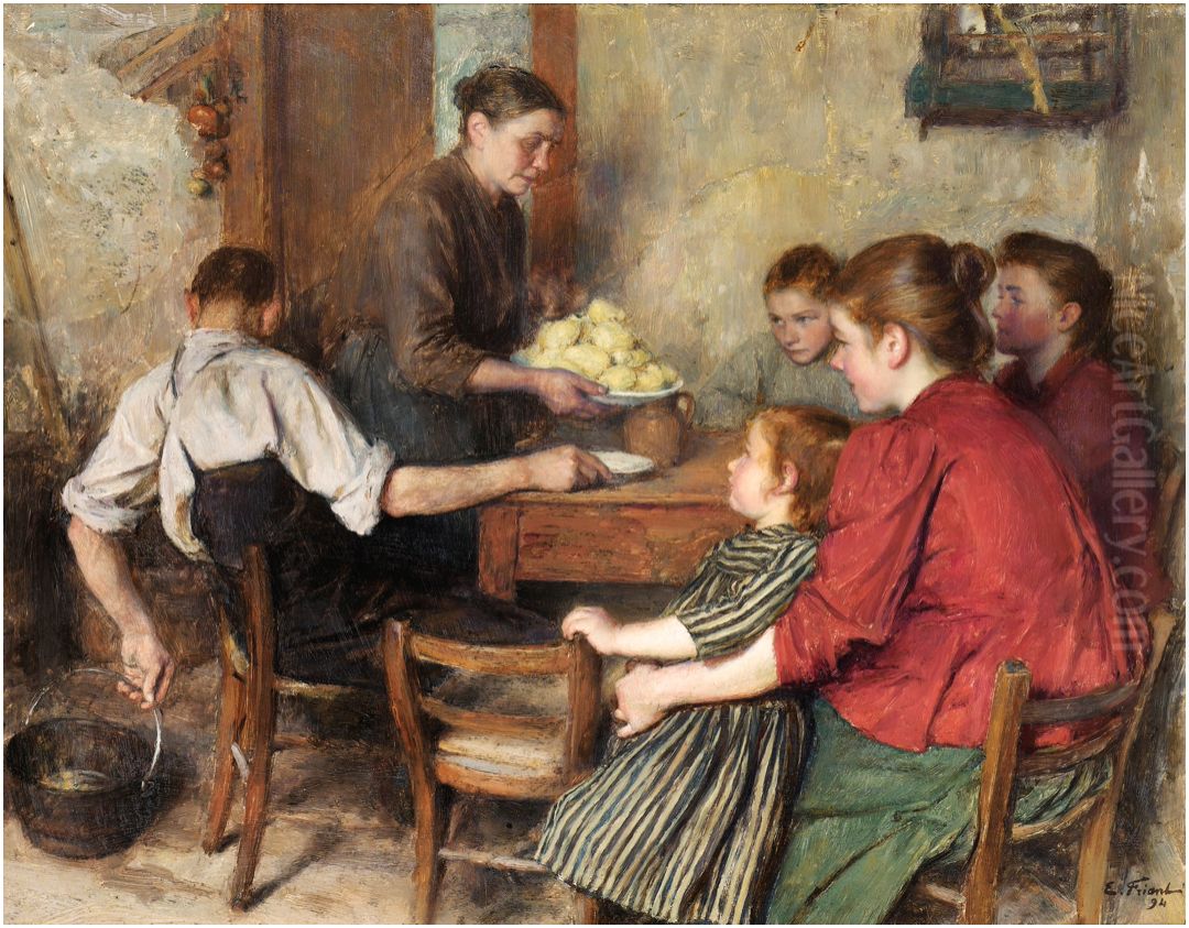 Le repas frugal, Emile Friant Oil Painting by Friant Emile