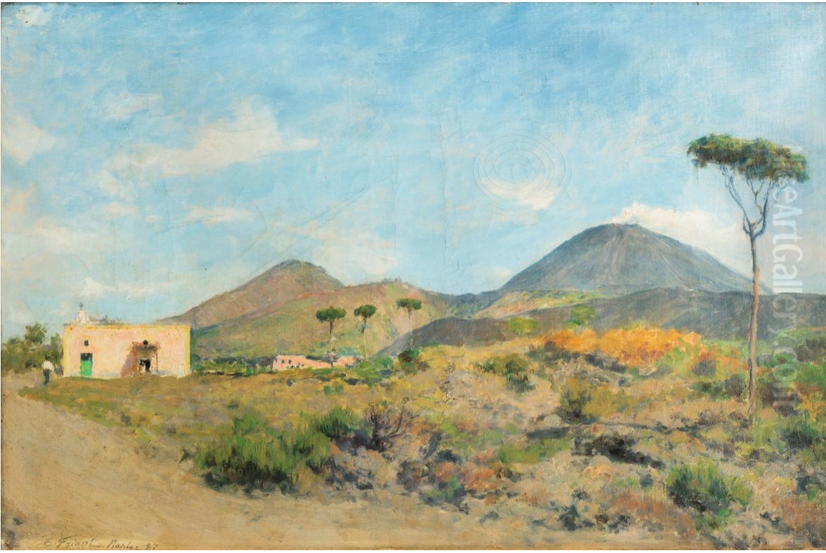Le mont Vesuve Oil Painting by Friant Emile