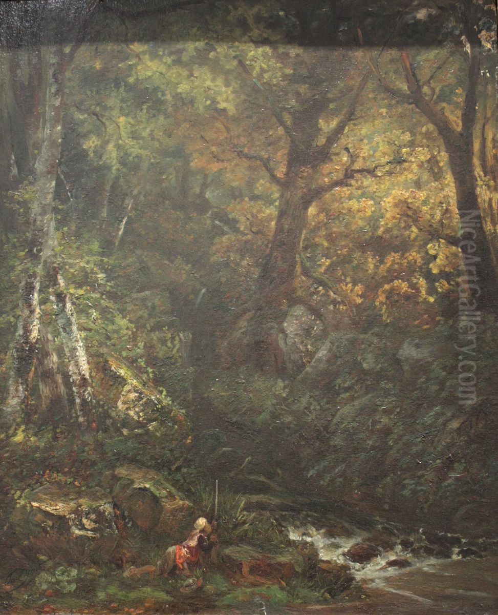 La Cascade du Gros-Hetre aux Eaux-Bonnes Oil Painting by Paul Huet