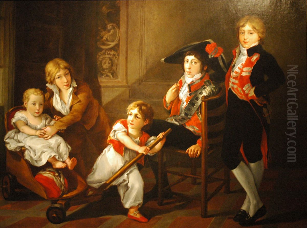 Les Enfants du Comte Casa Florez Oil Painting by Vicente Lopez Portana