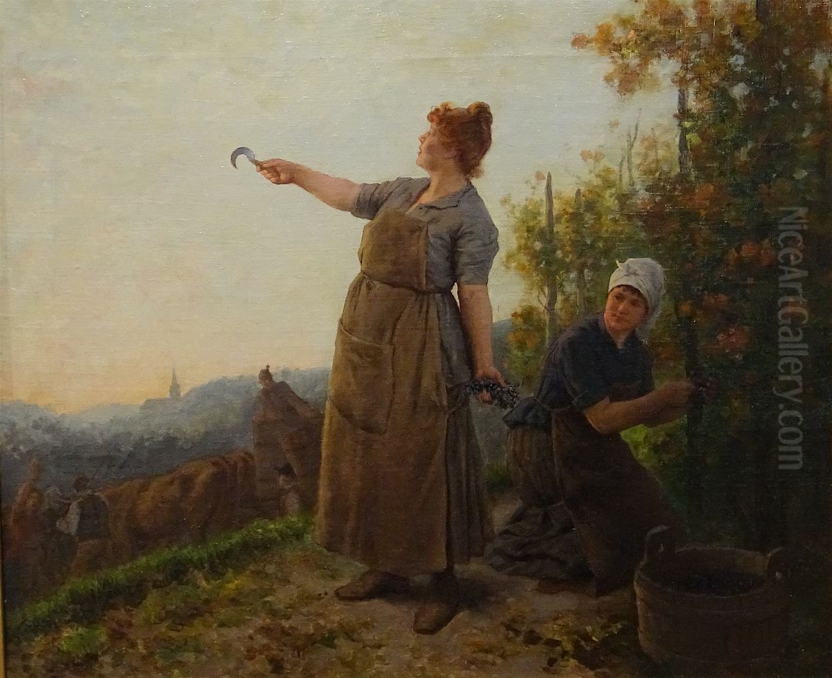 Grape Harvest Oil Painting by Frederic-Theodore Lix
