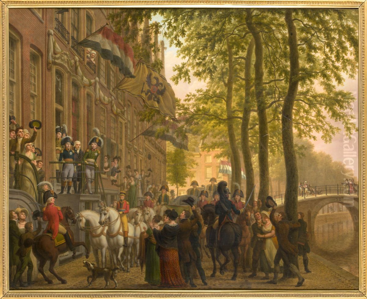 Czar Alexander I visiting the Brentano collection in Amsterdam, July 4, 1814 Oil Painting by Jan Kamphuysen