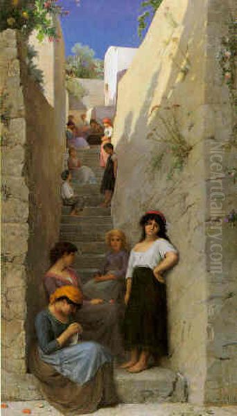 A Corner of Shade in Capri Oil Painting by Jean Benner