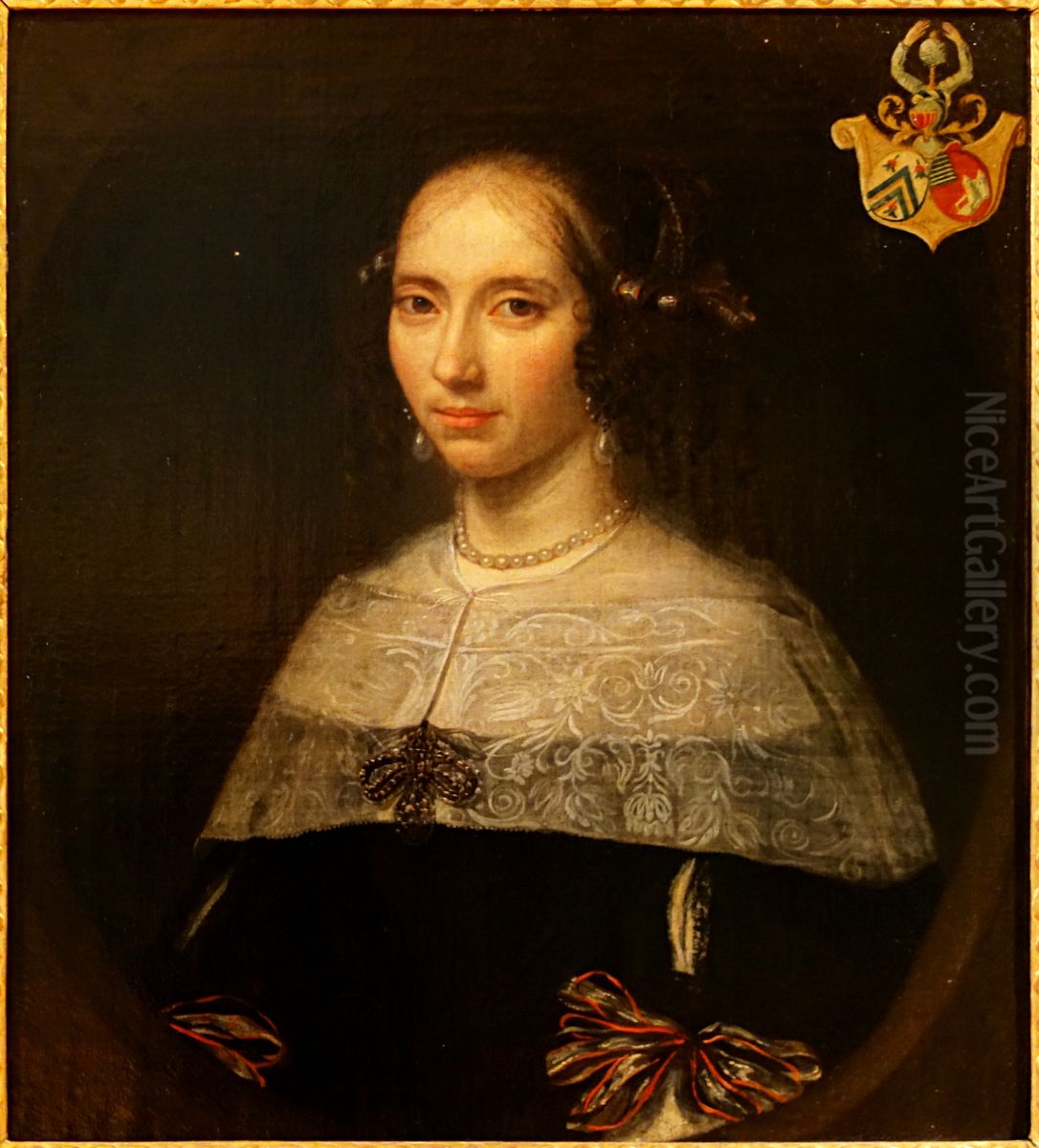 Portrait of a noble lady with her coats of arms Oil Painting by Jacques Vaillant