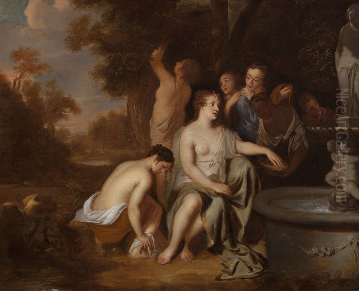 Diana and her Nymphs at a Fountain Oil Painting by Peter Lely