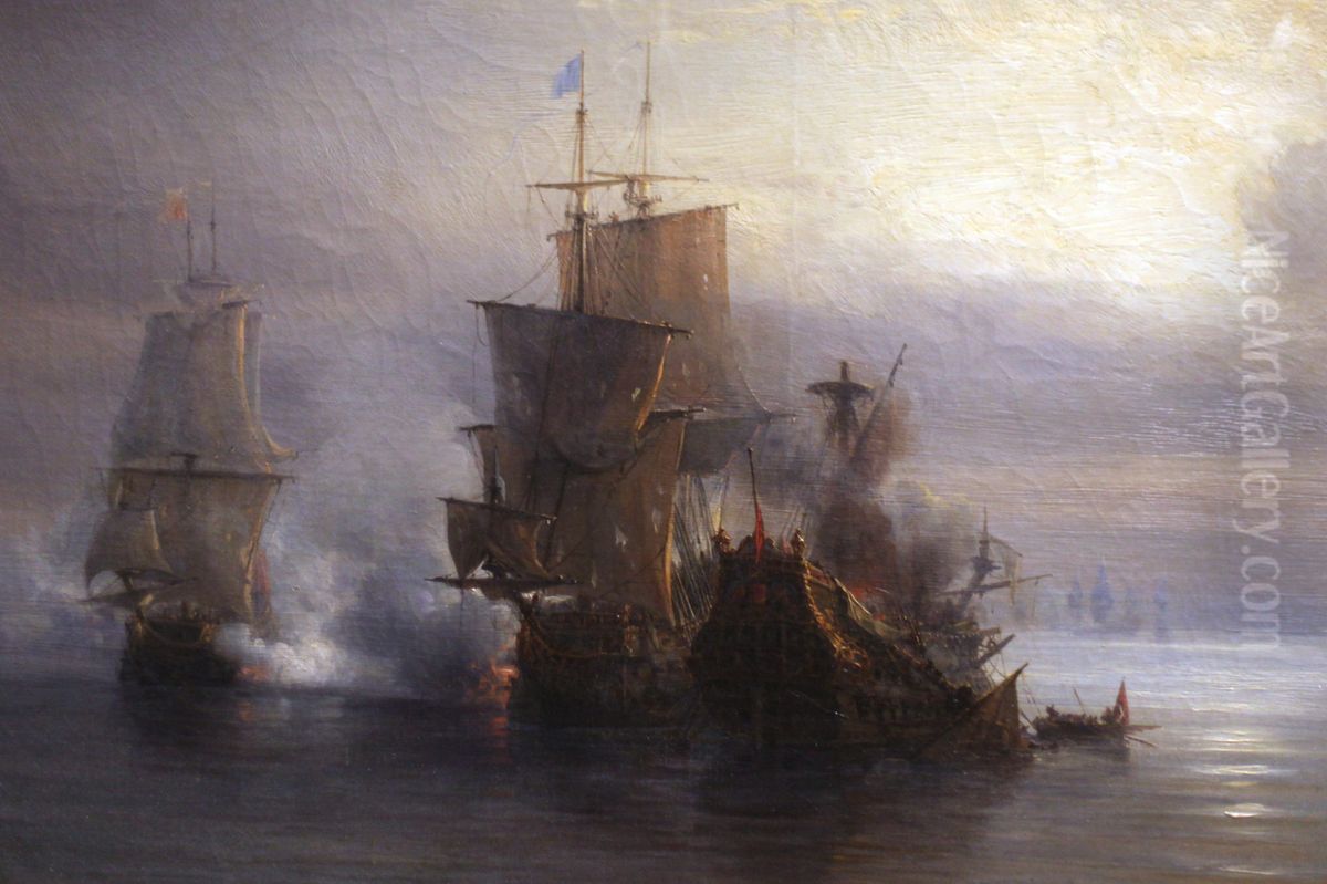 Victory and death ofMarc-Antoine de Saint-Pol Hecourt, 31 october 1704 (Detail) Oil Painting by Theodore Gudin