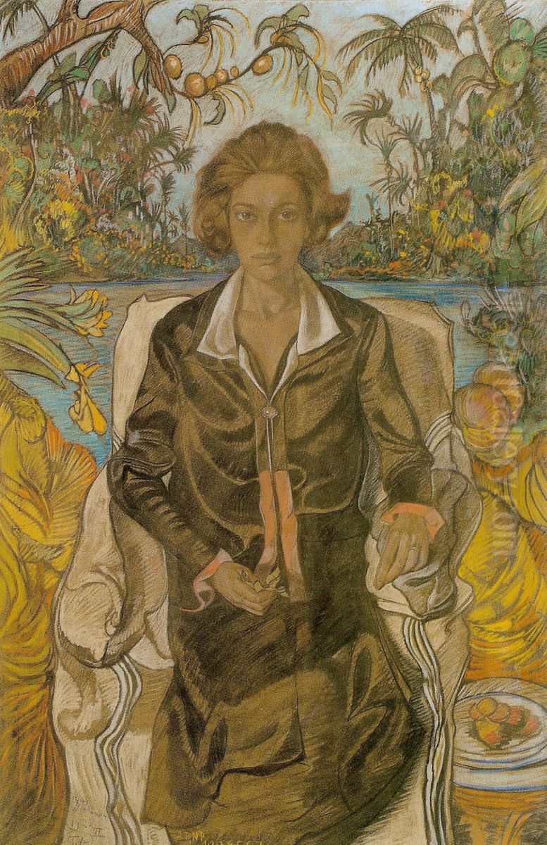 Portrait of Jadwiga Witkiewiczowa Oil Painting by Stanislaw Ignacy Witkiewicz (Witkacy)
