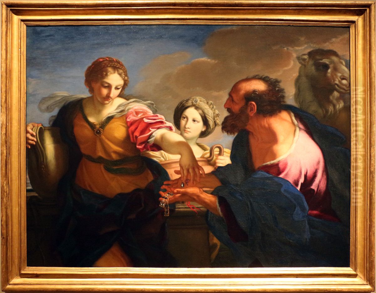 Rebecca and Eleazar at the well Oil Painting by Carlo Maratta or Maratti