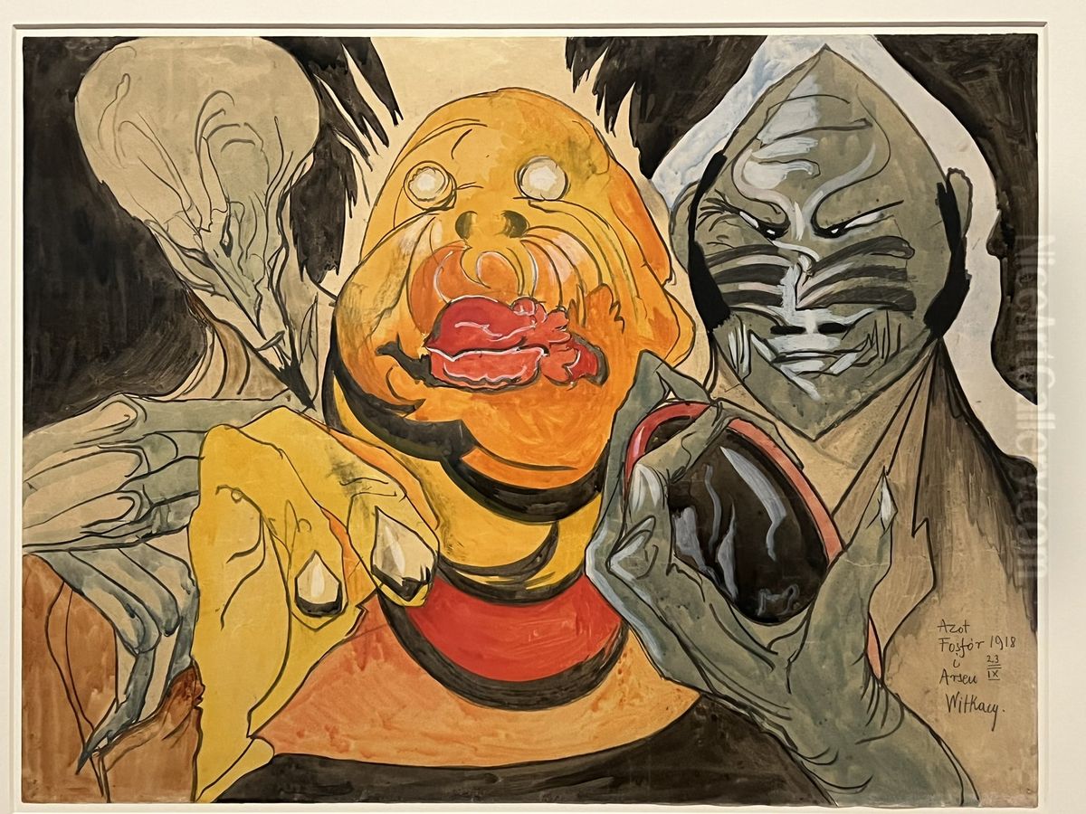 Azot, Fosfor i Arsen Oil Painting by Stanislaw Ignacy Witkiewicz (Witkacy)