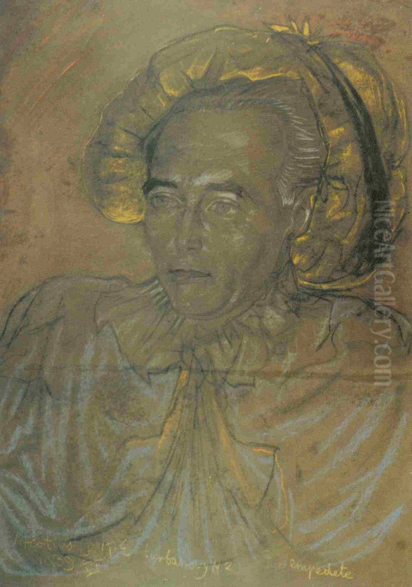 Portret Romana Ingardena, w turbanie Oil Painting by Stanislaw Ignacy Witkiewicz (Witkacy)