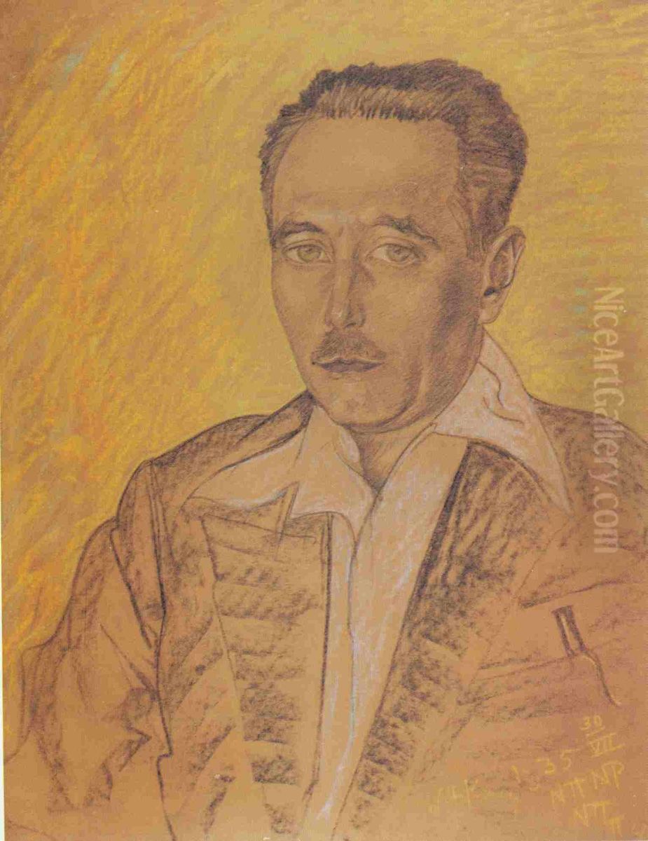 Portrait of Roman Ingarden Oil Painting by Stanislaw Ignacy Witkiewicz (Witkacy)