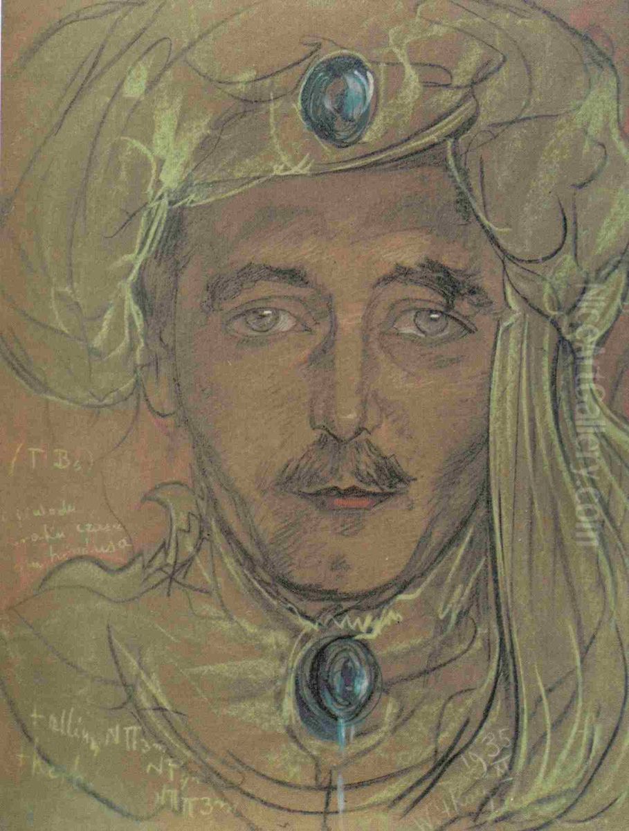 Portret Romana Ingardena Oil Painting by Stanislaw Ignacy Witkiewicz (Witkacy)